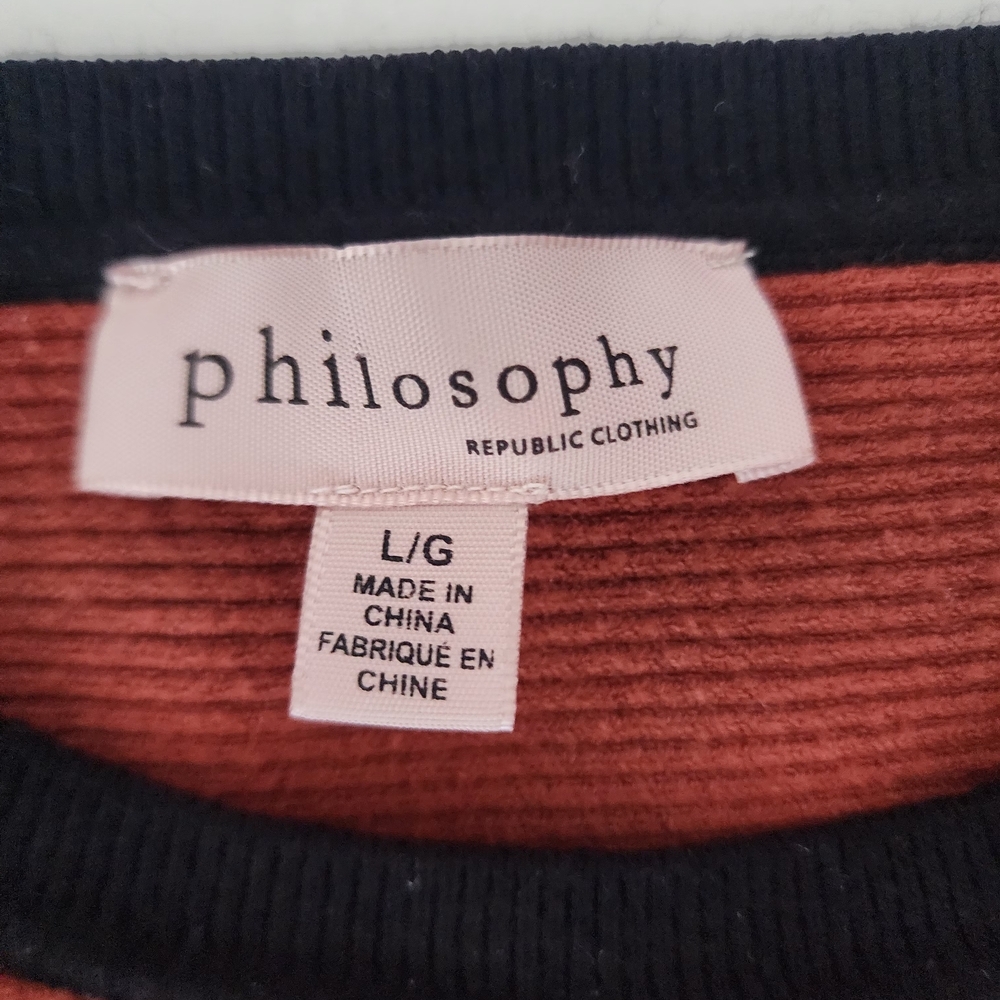 Philosophy Black and Brown Crew Neck Sweater with Modern Design - Picture 12 of 12